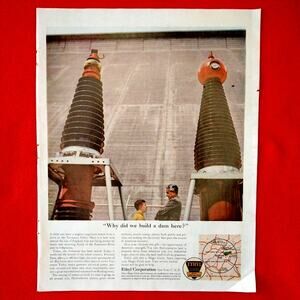1961 Ethyl Corp "Why did we build a dam here?" Hydroelectric Energy Vtg PRINT AD